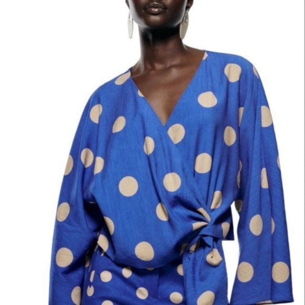 ZARA POLKA DOT SHIRT WITH KNOT